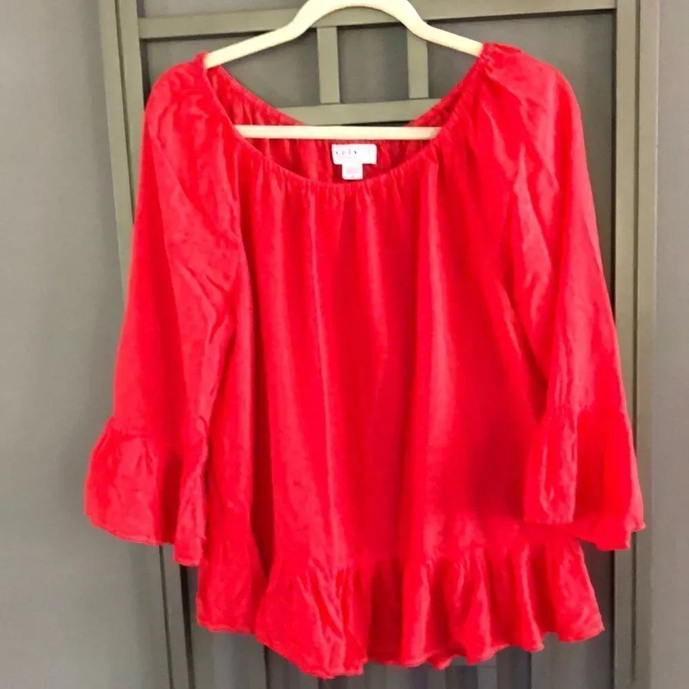 VELVET red off the shoulder top XS